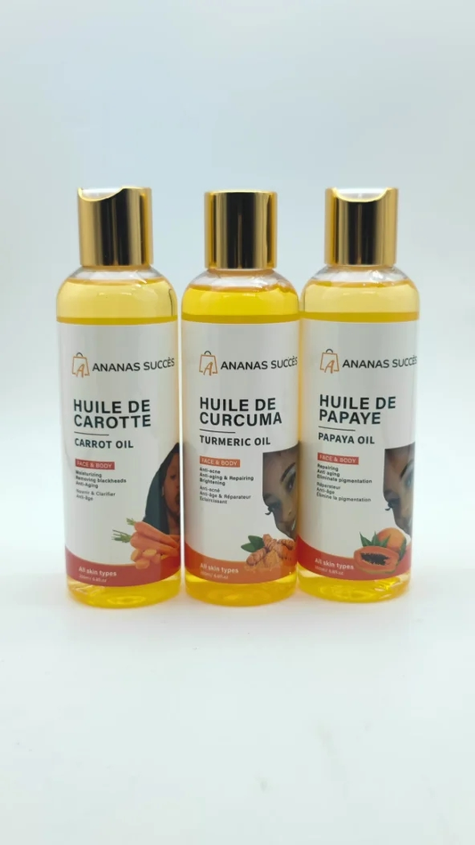 A-HUILES CURCUMA, CAROTTE ET PAPAYE POUR VISAGE ET CORPS 200ml