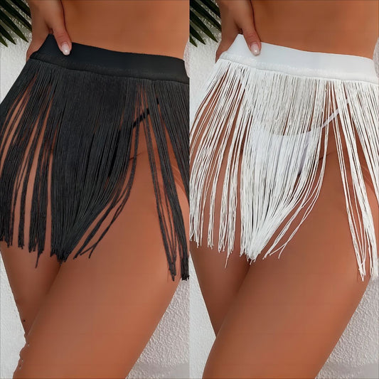 B-Beach Tassel Little Short Dress Bikini Vacation Swimsuit Half-length Overskirt